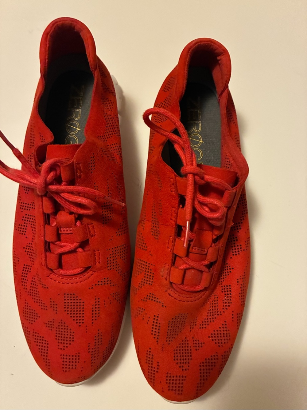 Cole Haan Red zero Grand Women's Perforated Lace-Up Sneakers